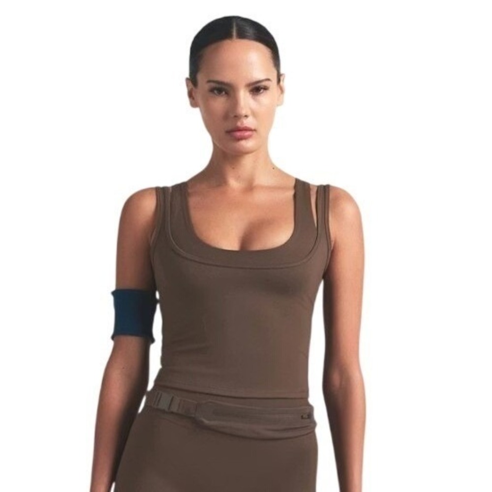 Skims Matte Double Strap Scoop Tank TP-TNK-10540W Dark Sepia Small - Picture 2 of 6